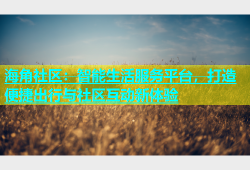 海角社区：智能生活服务平台，打造便捷出行与社区互动新体验